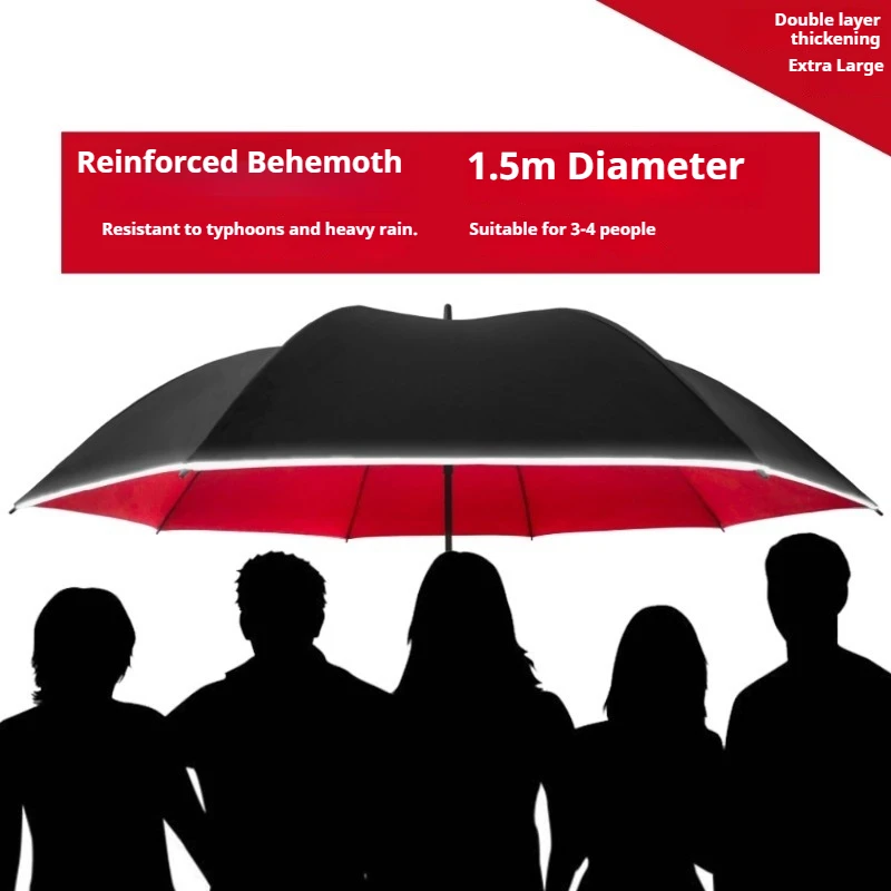 

Большой ветрозащитный автоматический зонт с длинной ручкой, двухслойный, усиленный, прочный, для 2-3-4 человек, дорожный, штормовой зонт, сомбрелья