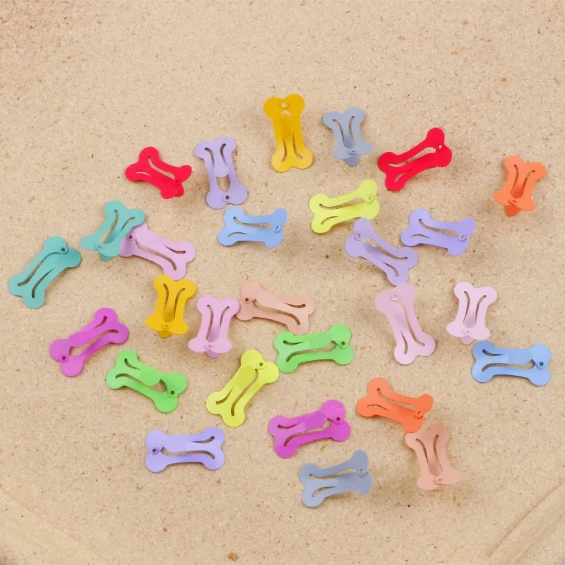 10PCS Dopamine Candy Color Lacquered Matte Pet Doll Hair Clips Mini Hair Accessories Colorful Puppy Bone BB Clips