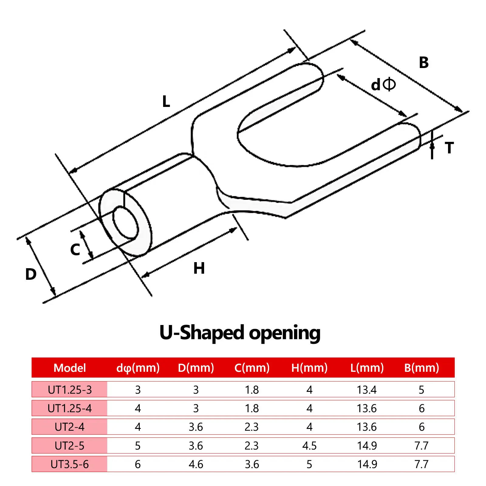 200/320pcs Ring Terminals Non-Insulated Ring Fork U-type Brass Terminals Assortment Kit Cable Wire Connector Crimp Spade Lugs