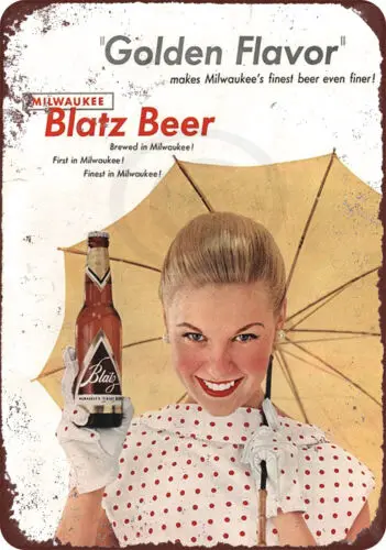 1954 Blatz Beer ad Vintage LOOK Reproduction Metal Sign 8 x 12