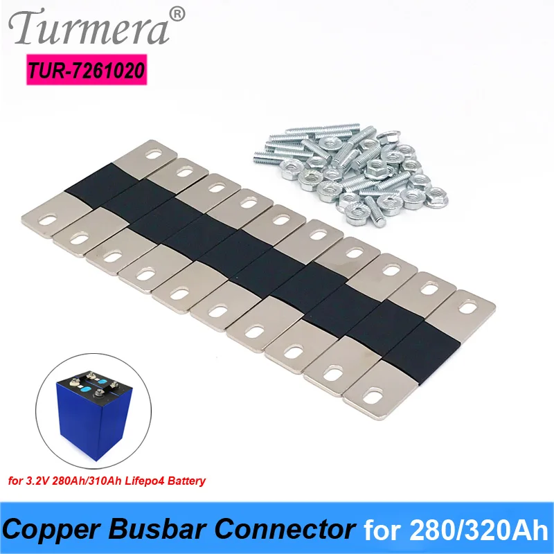 

Turmera 10Piece Busbar Lifepo4 Battery Copper Connecter for 12V 280Ah 310Ah 320Ah Lifepo4 Battery Cell Use in 12.8V Solar System