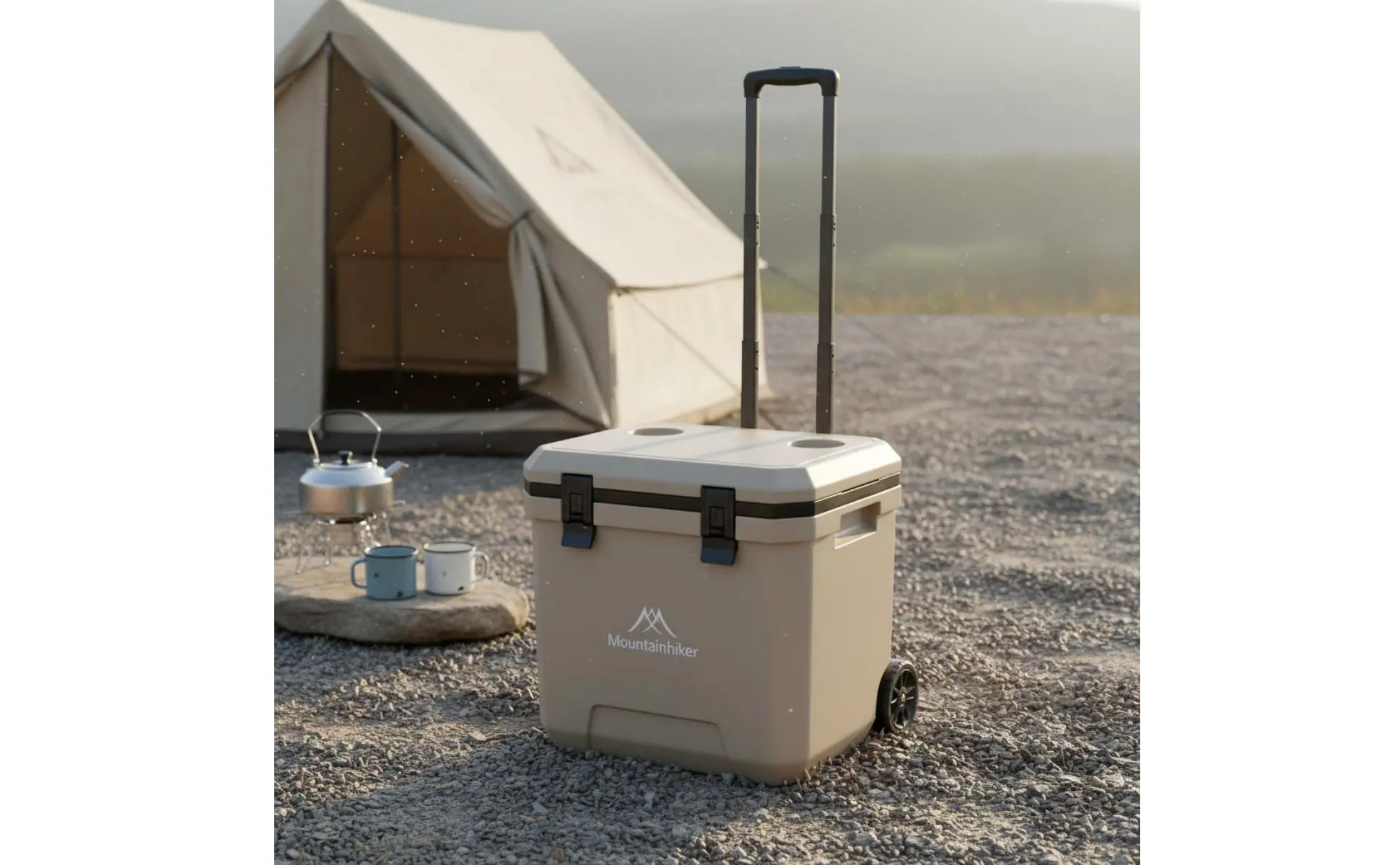 Wheeled Cooler Insulated Wheeled Cooler Box Portable Ice Chest Easy to Roll Cooling Gear Food Crisp for Market Stall, Car Travel