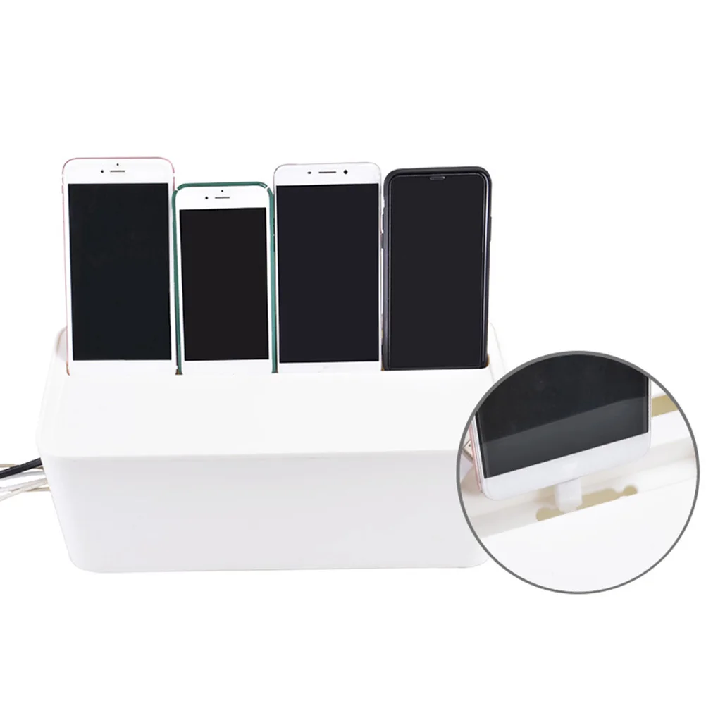 

Wire Organizer Box White Medium Size Durable Plastic Cable Storage Container For Home Office Kitchen Bathroom Use