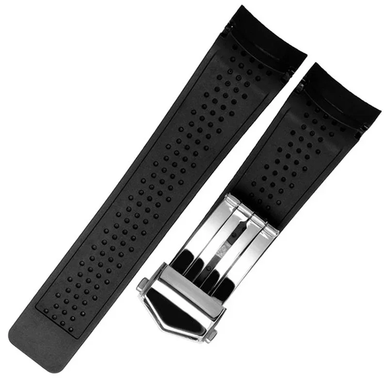 Natural Rubber Watchband For TAG HEUER GRAND CARRERA wristband Waterproof Sport Strap 22mm 24mm Soft Silicone Watch Bracelet