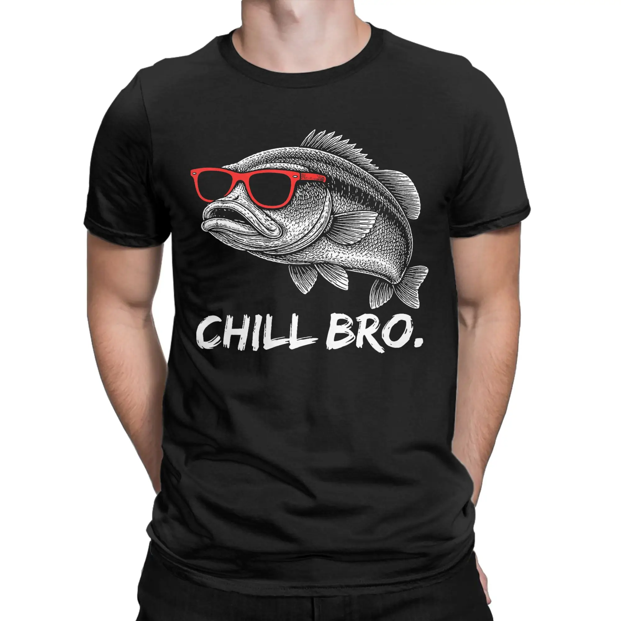 Fashion Chill Bro Funny Carp With Sunglasses T-Shirts Men O Neck Pure Cotton T Shirts Short Sleeve Tee New Arrival merchandise