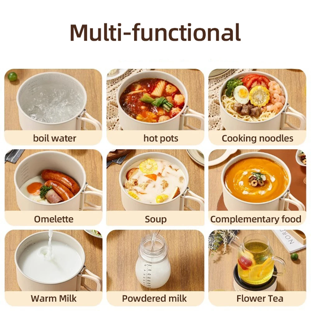 1.8L พับหม้อทําอาหารไฟฟ้าบ้านมัลติฟังก์ชั่กระทะไฟฟ้า Hotpot หม้อหุงข้าว Non-Stick กระทะไฟฟ้าสําหรับเดินทาง