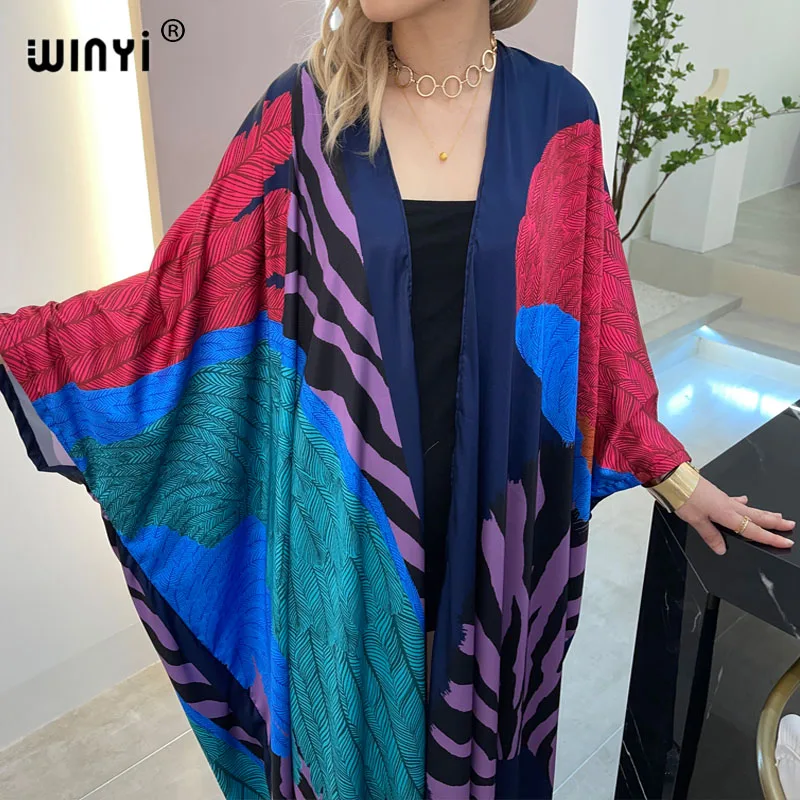 Imagem -06 - Oriente Médio Sunmer Winyi Cabolsa de lã Feminino Solto Vestido Longo Coquetel Boho Maxi Feriado Africano Batwing Manga Seda Robe