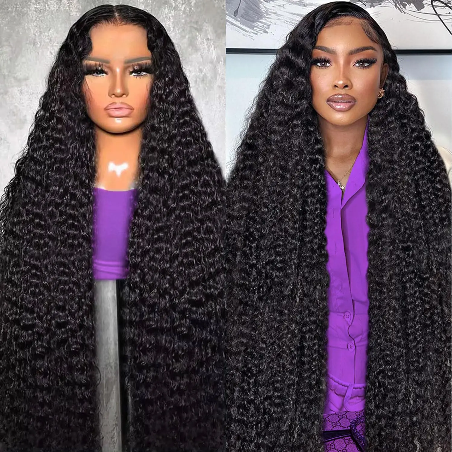 

Deep Water Wave Wigs 13x4 HD Transparent Lace Front Human Hair Wigs 13x6 Lace Frontal Wig 200% Human Hair Curly Wigs For Women Preplucked Hairline