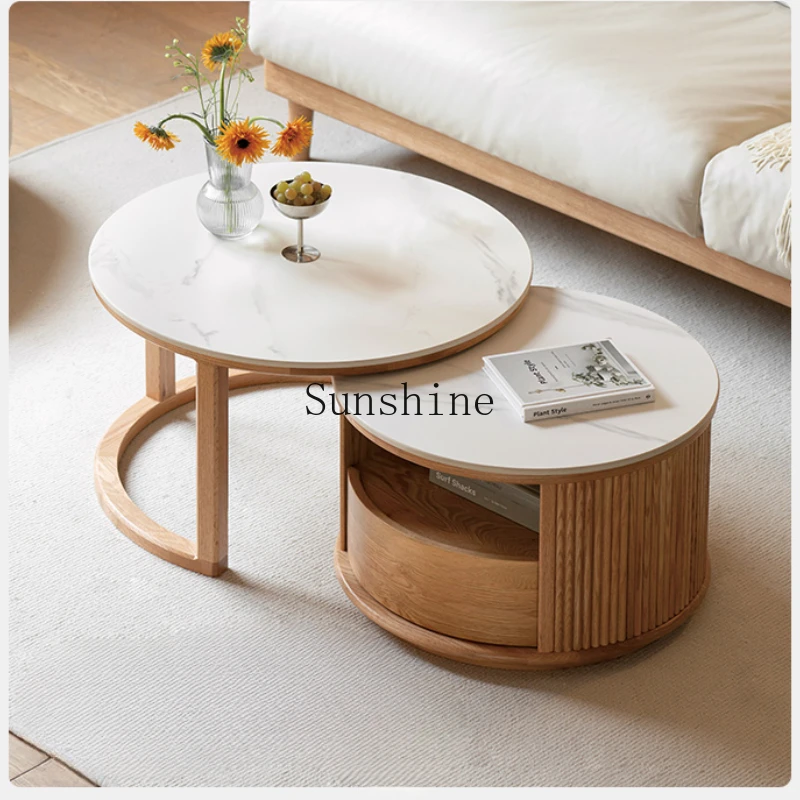 

Solid wood coffee table size combination modern simple living room rock slab tea table