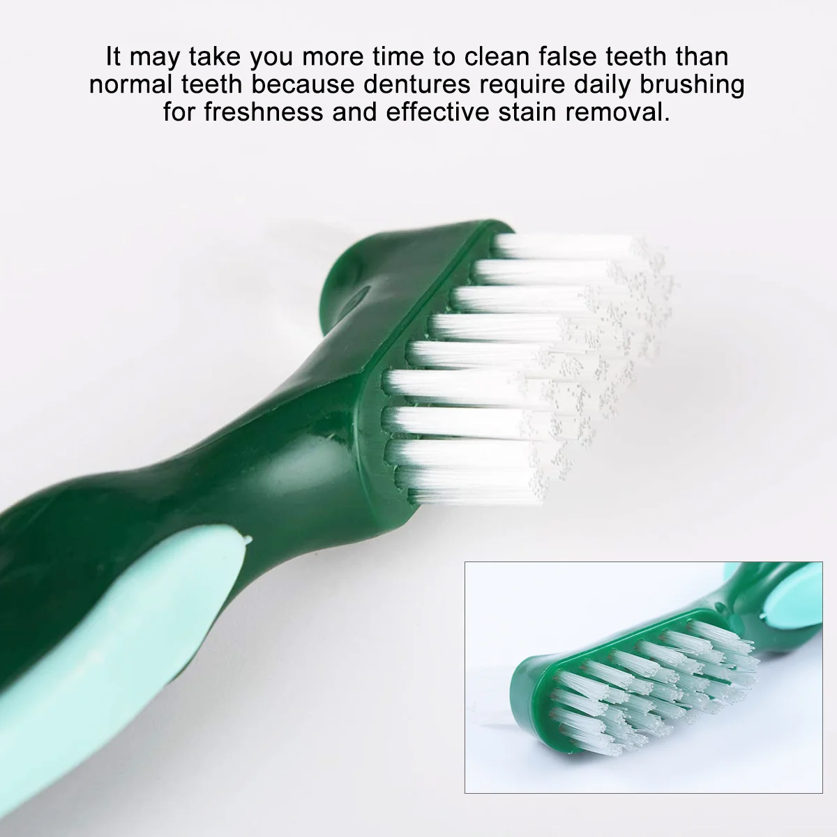 3 uds cepillo de dientes de doble cabeza dientes falsos 1600X350X100CM cerdas Kit de cuidado de dentaduras postizas