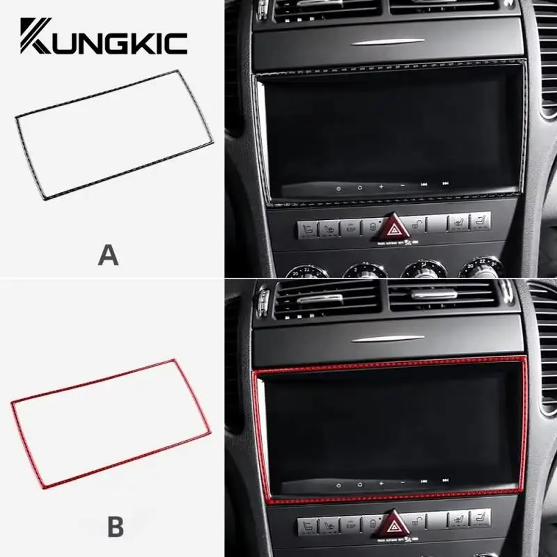 Car Central Control Panel Real Soft Carbon Fiber Trim Sticker for Mercedes Benz SLK R171 2004 2005 2006 2007 2008 2009 2010 - Image 5