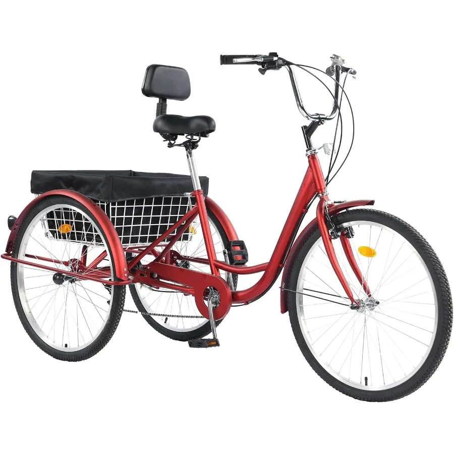 

Adult Trikes 24 26 inch Wheels Low StepThrough with Cargo Basket Full Assembly ToolAdult Tricycles Three Wheel Trike Bike Cruis
