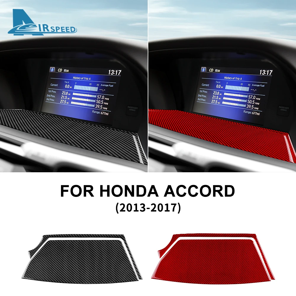 

Для Honda Accord 2013 2014 2015 2016 2017, настоящая мягкая наклейка из углеродного волокна, LHD центральная рамка экрана, аксессуары для внутренней отделки