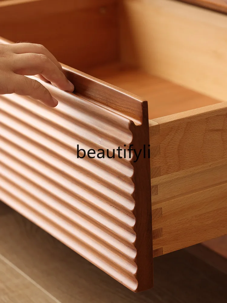 Vintage Style Solid Wood Dressing Table Nordic Extendable Storage Integrated Small Apartment Bedroom Antique Bedside Table