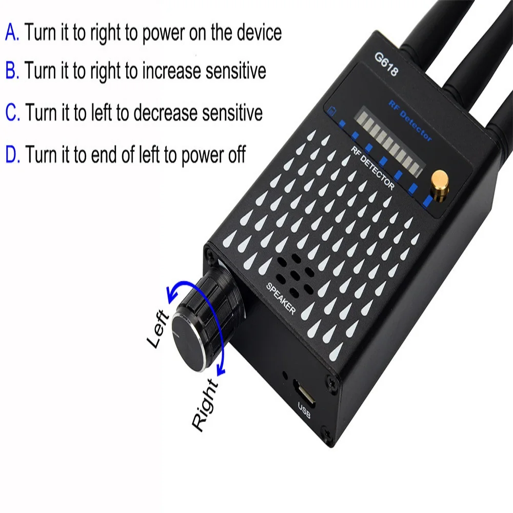 مكافحة التجسس مكافحة صريحة كاميرا كاشف كامل المدى اللاسلكية RF إشارة كشف GSM لتحديد المواقع المقتفي تعزيز هوائي الماسح الضوئي 1.2 جيجا هرتز و 2.4 جيجا هرتز