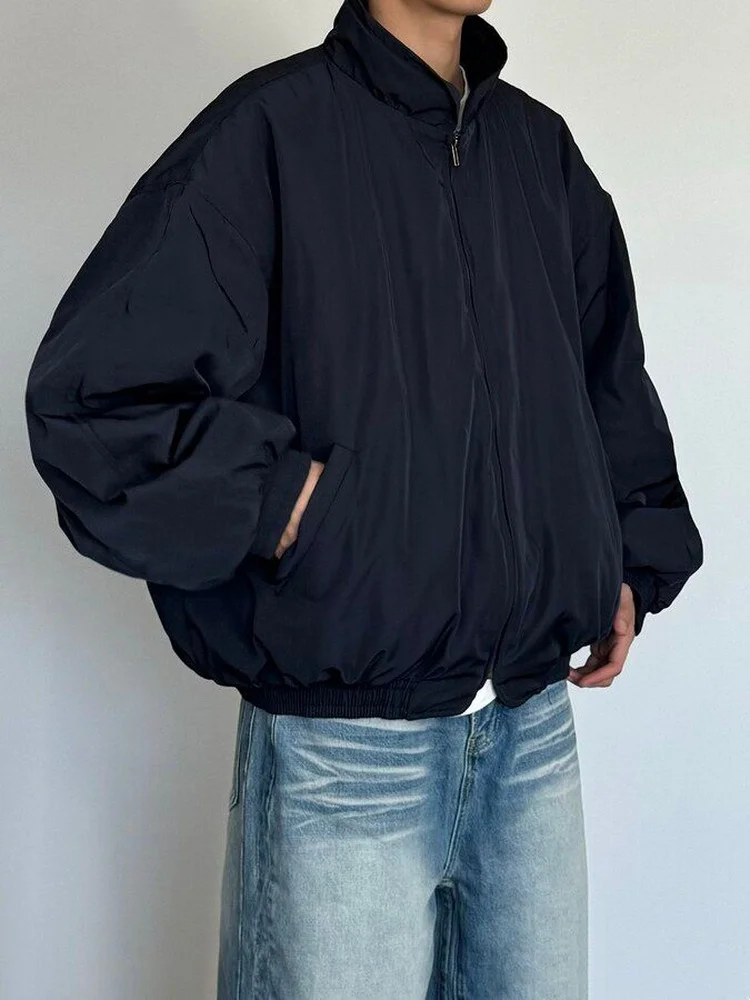 

Retro Japanese Sle Men's Winter Jaet Loose Fit Thiened Flight Coat Casual Outerwear Long Sve Warm Youth Faion