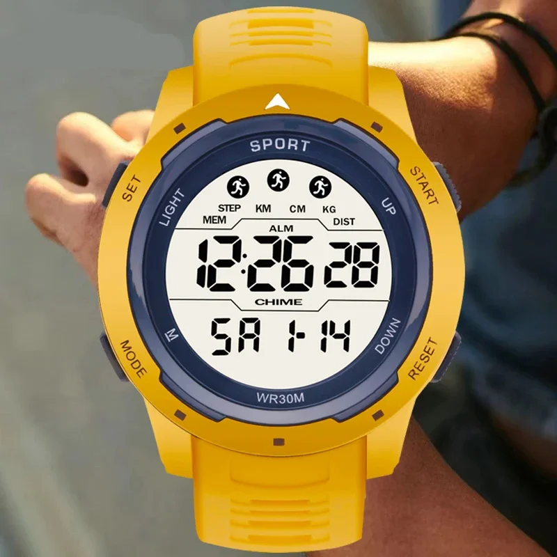 New Fashion Men's Watch Digital Sports Electronic Wristwatch Multifunctional Waterproof Luminous Alarm Male's Sports Watch Clock