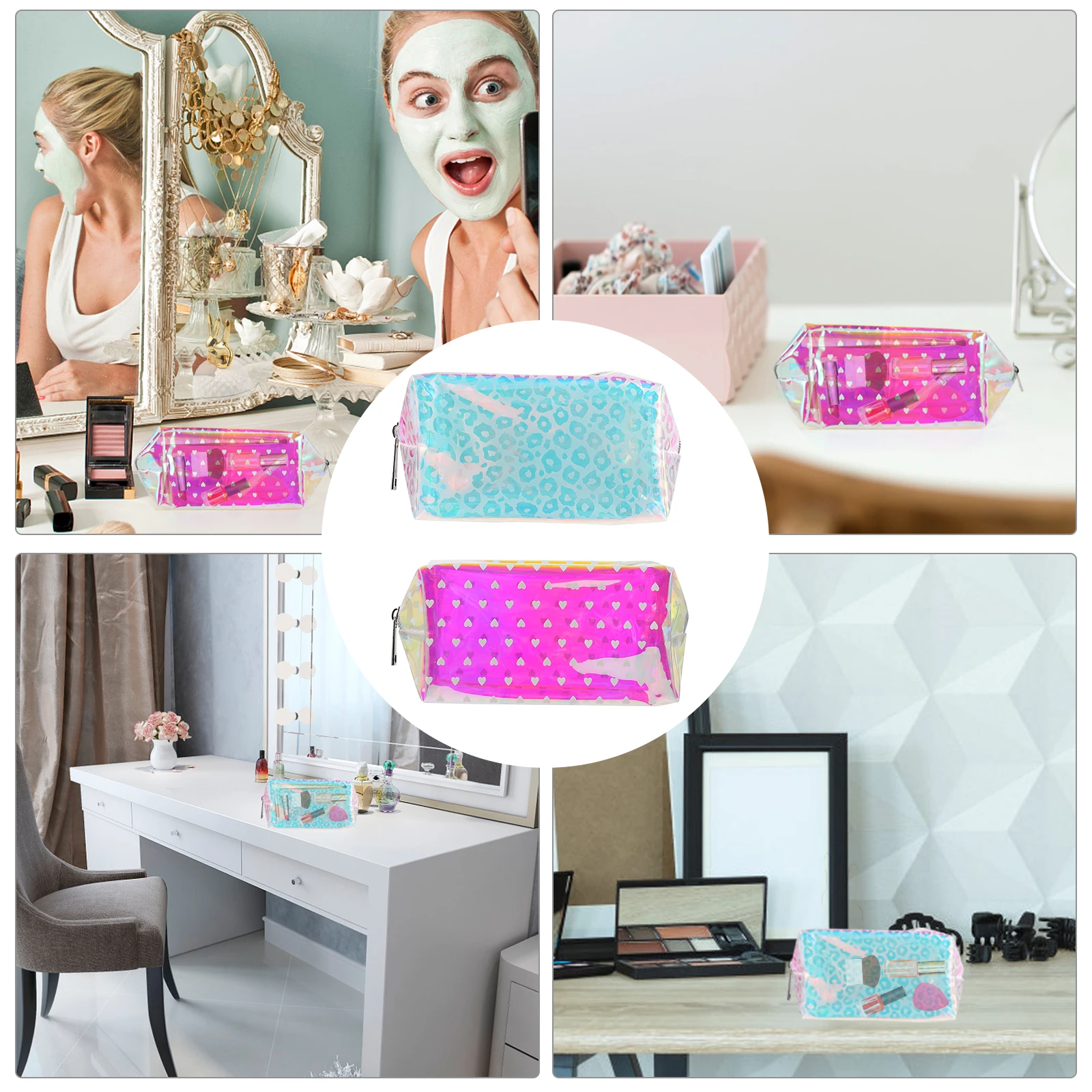 

2Pcs Bag Large Transparent TPU Toiletry Storage Travel Makeup ganizer Pouch Waterproof Dustproof Portable