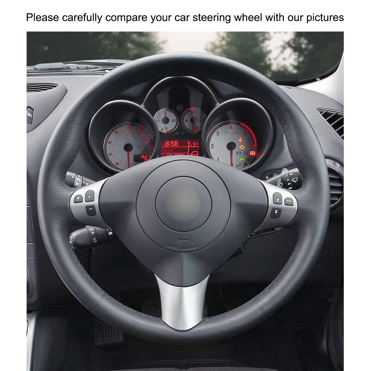 Hand-stitched Black PU Leather Steering Wheel Cover for Alfa Romeo 147 2000-2010  GT 2004 2005 2006 2007 2008 2009-2010