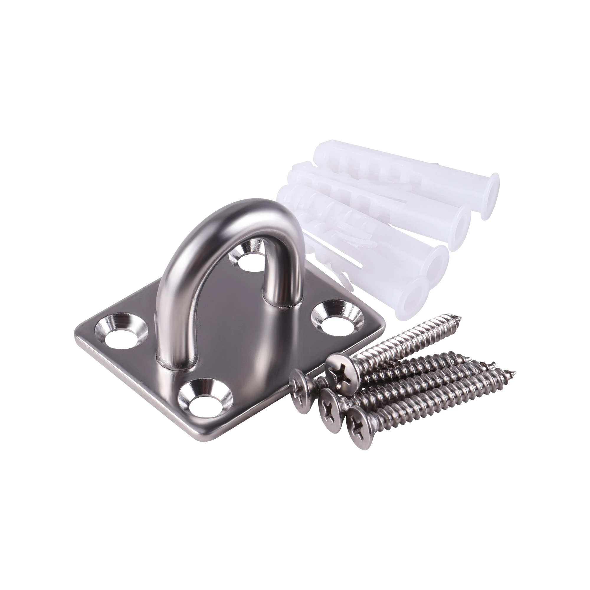 4pcs 304 스테인레스 스틸 천장 후크 패드 아이 플레이트 U 모양 루프 나사 마운트 다기능 벽 마운트 후크 루프