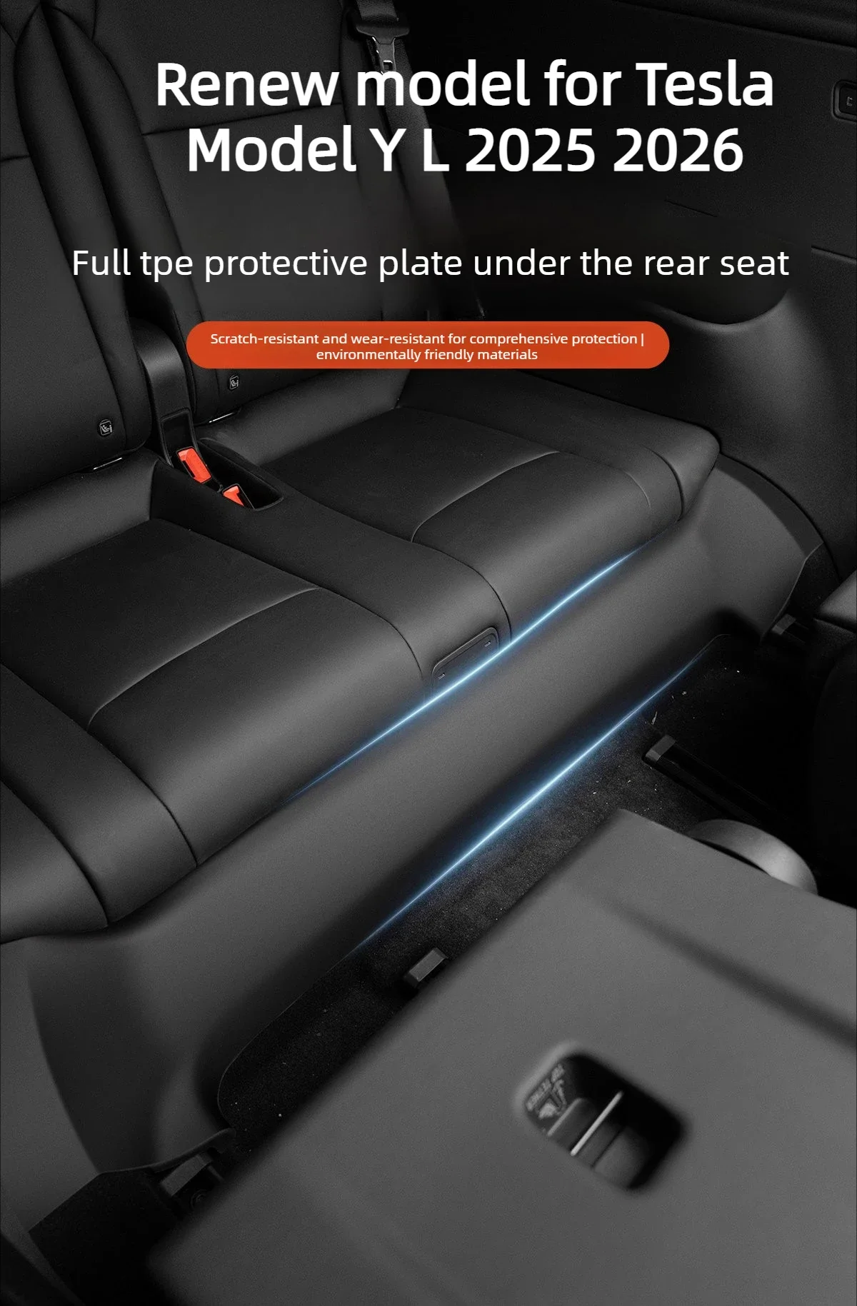 Für Tesla Model YL 2026 3. Reihe Sitzfußschutzabdeckung TPE Anti-Kick-Schutz Zubehör Y L Pad unter den Sitzen der 3. Reihe – Detail 1