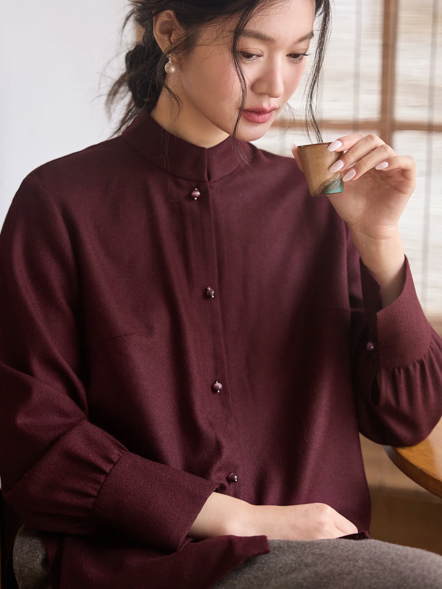 

Feitang Winter Women's Wool Cotton irt New Chinese Sle Inner Wear Base Layer Retro Tang Costume Top Quali Material