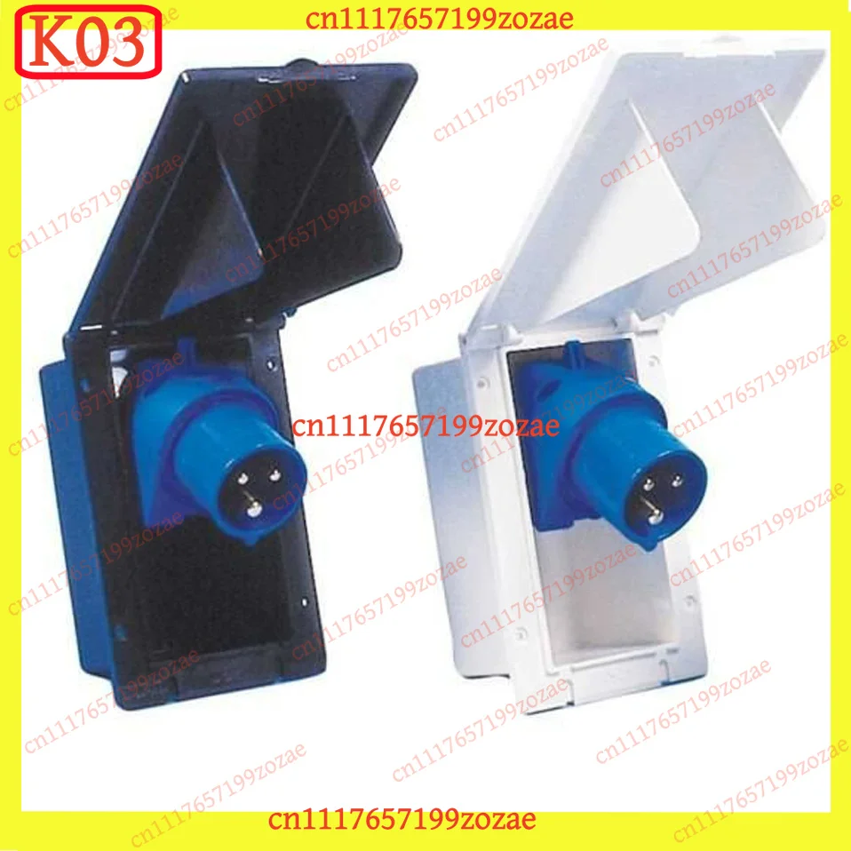 RV 220V Mains Input Socket Car Accessories External Power Plug Waterproof Interface Cover Universal 128W
