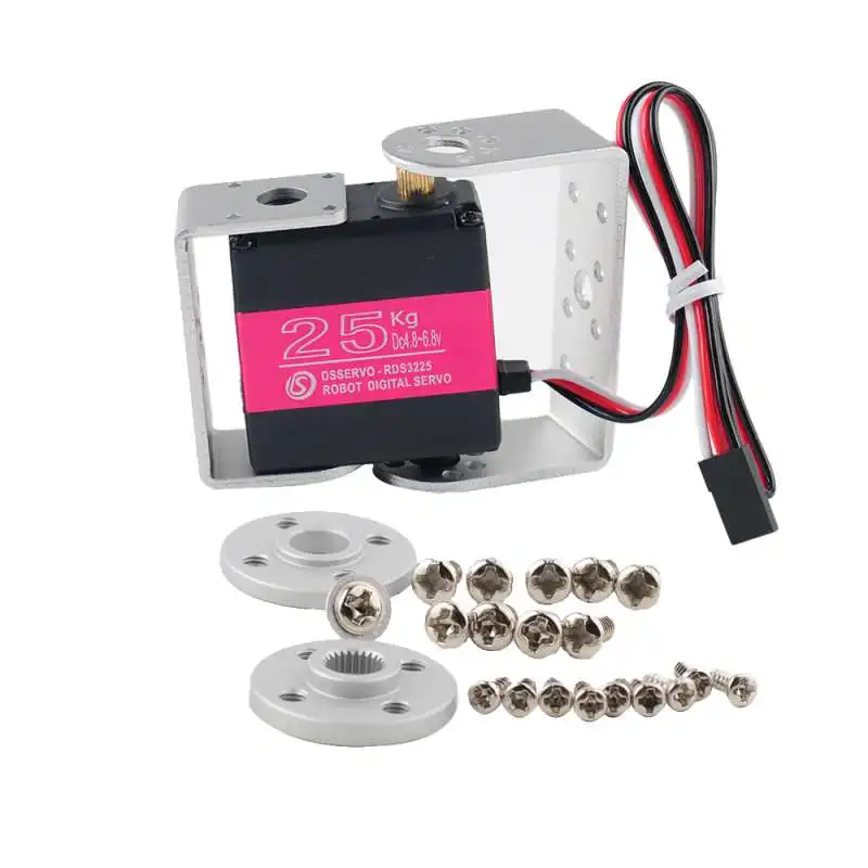 RDS3225 25KG Digital Servo Dual Axis High Torque Servo Motor Full Metal Gears Waterproof U Mounting Bracket for DIY Robotic Arm