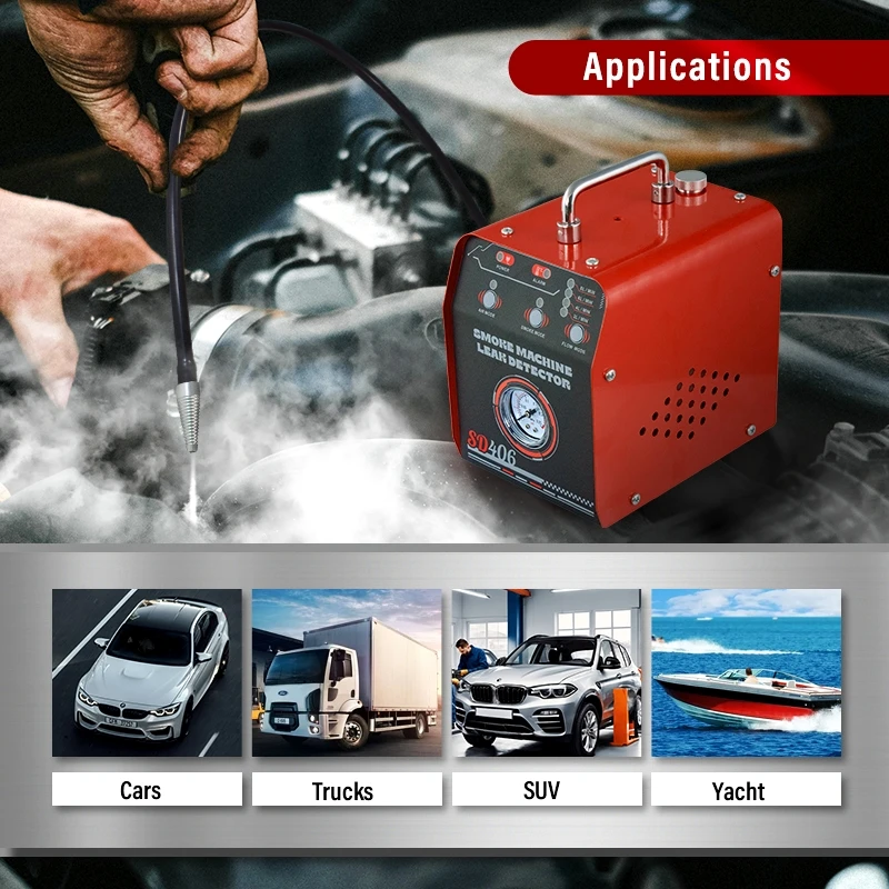 SD406 12V Automotive Smoke Inspection Machine Car Smoke Leak Detector Diagnostic Smoke Detector Electronic Circuit