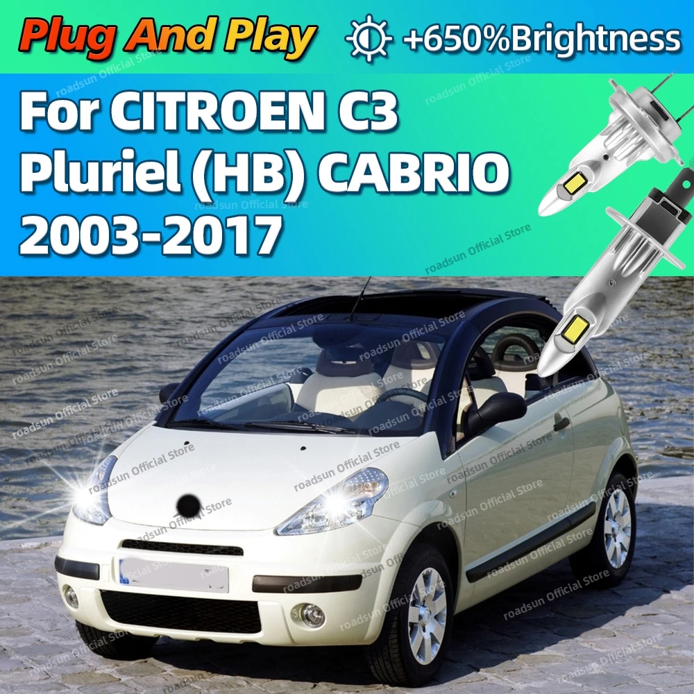 

2/4 шт. светодиодные автомобильные фары Canbus 3570 CSP 6000K для CITROEN C3 Pluriel HB CABRIO 2003-2017 2009 2010 2011 2012 2013