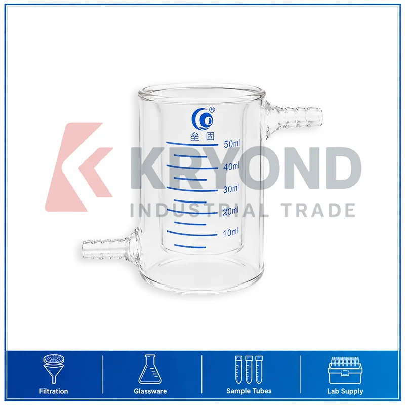 Double Layer Beaker 50ml-1000ml Borosilicate Glass Jacketed Vessel Laboratory Glassware for Photocatalytic Research Use Pack Set