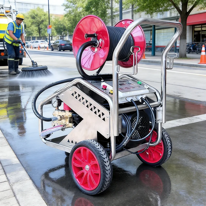 3kW Electric High-pressure Pipe Unclogging Machine with Motor New 100bar 50-110mm Pipe Cleaning Wonder