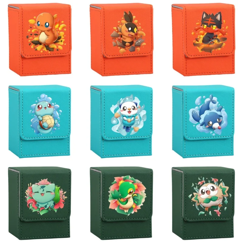 Charmander Card Case Gosanke Ptcg Squirtle Tepig Snivy Litten Diy Leather Action Toy Figures Anime Game Collection Storage Box