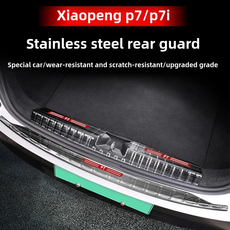 

For Xpeng P7 P7i 22-25 Car Trunk Door Sill Protector Stainless Steel Strip Auto Rear Bumper Guard Scratch Protection Bar Black