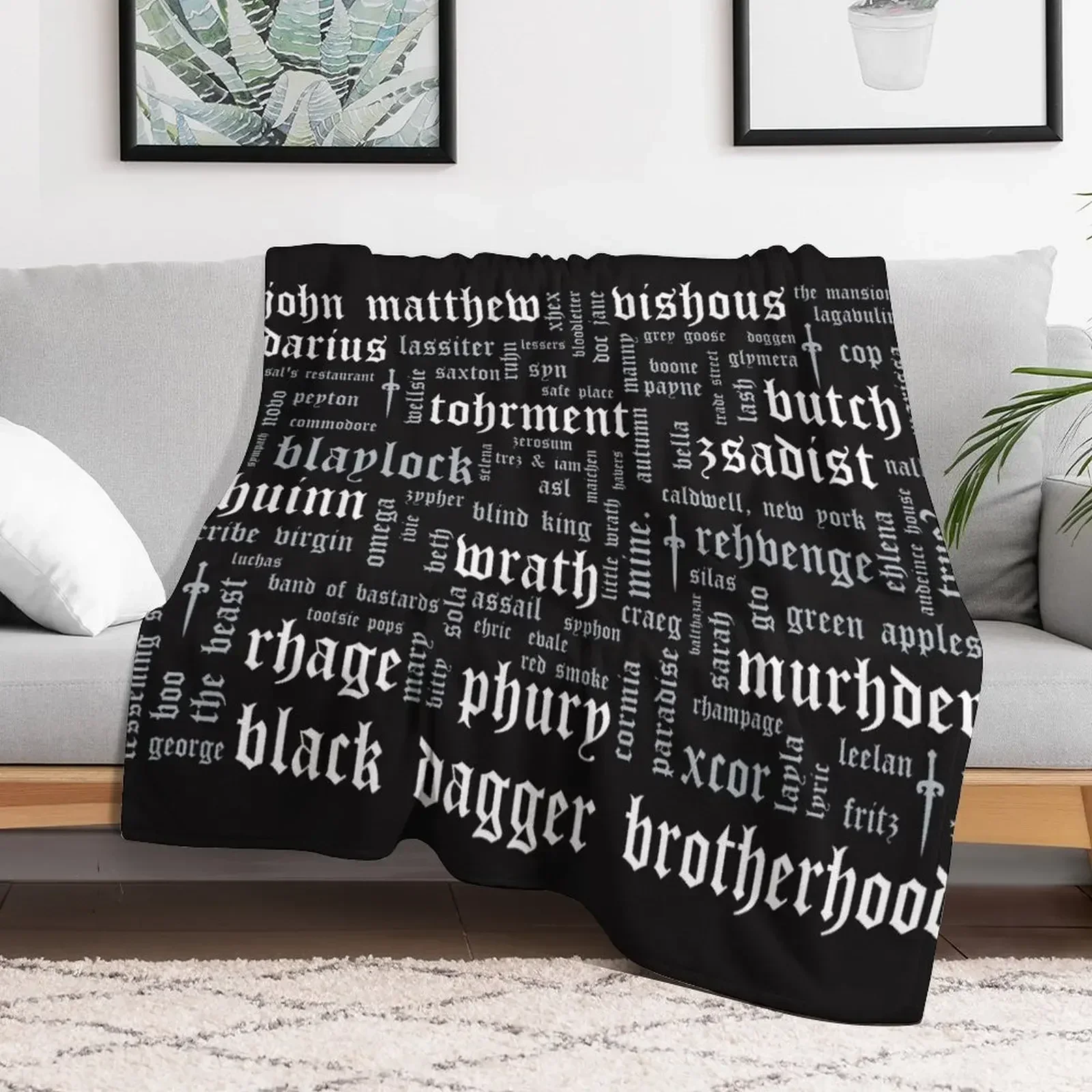 Black Dagger Brotherhood Word Cloud - Landscape Throw Blanket Flannel Stuffeds Soft Plaid Luxury Throw Blankets