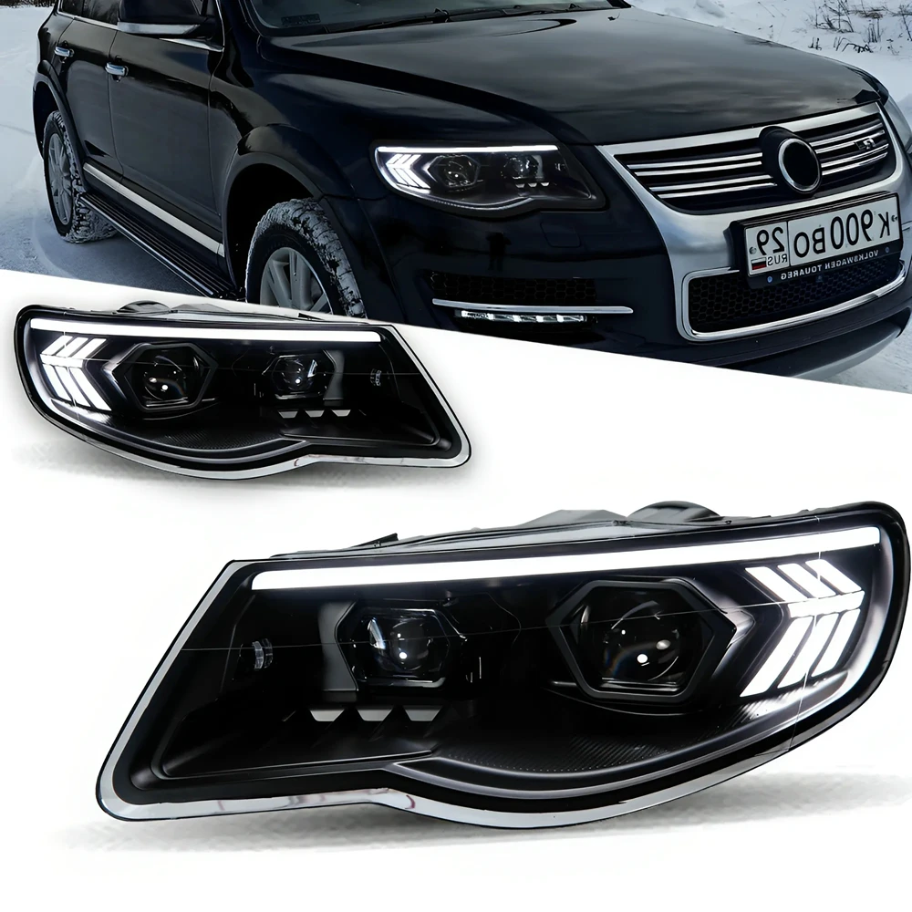 

Фара для VW Touareg светодиодные фары 2007-2010, автомобильный Стайлинг, DRL, сигнальная линза проектора, автомобильные аксессуары, передняя часть