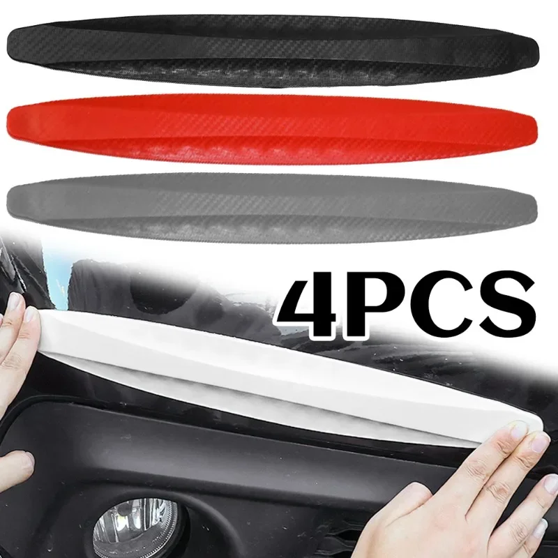 4pcs Car Bumper Anti-collision Strips Auto Body Anti Scratch Protective Decorative Sticker PVC Carbon Fiber Self Adhesive Strips