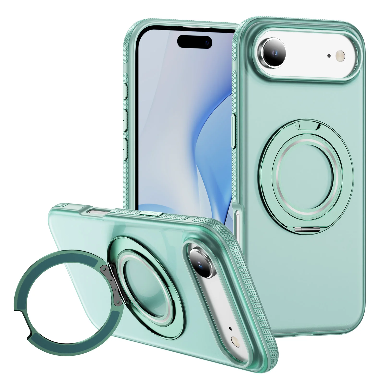 

Для iPhone 17 Pro Max/Pro/Air/17 Магнитный 360-градусный держатель ° Чехол с вращающимся металлическим кольцом-подставкой, ультратонкий, приятный на ощупь, с защитой от отпечатков пальцев, ударопрочный