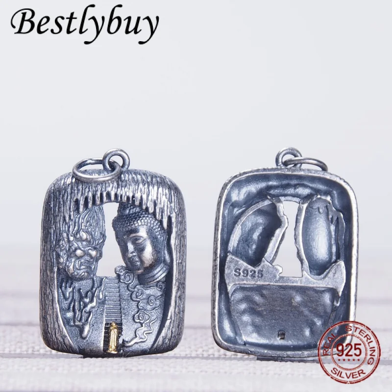 

Новый S925 серебряный ретро 3D рельефный двухсторонний индивидуальный кулон Будды для мужчин и женщин счастливый талисман