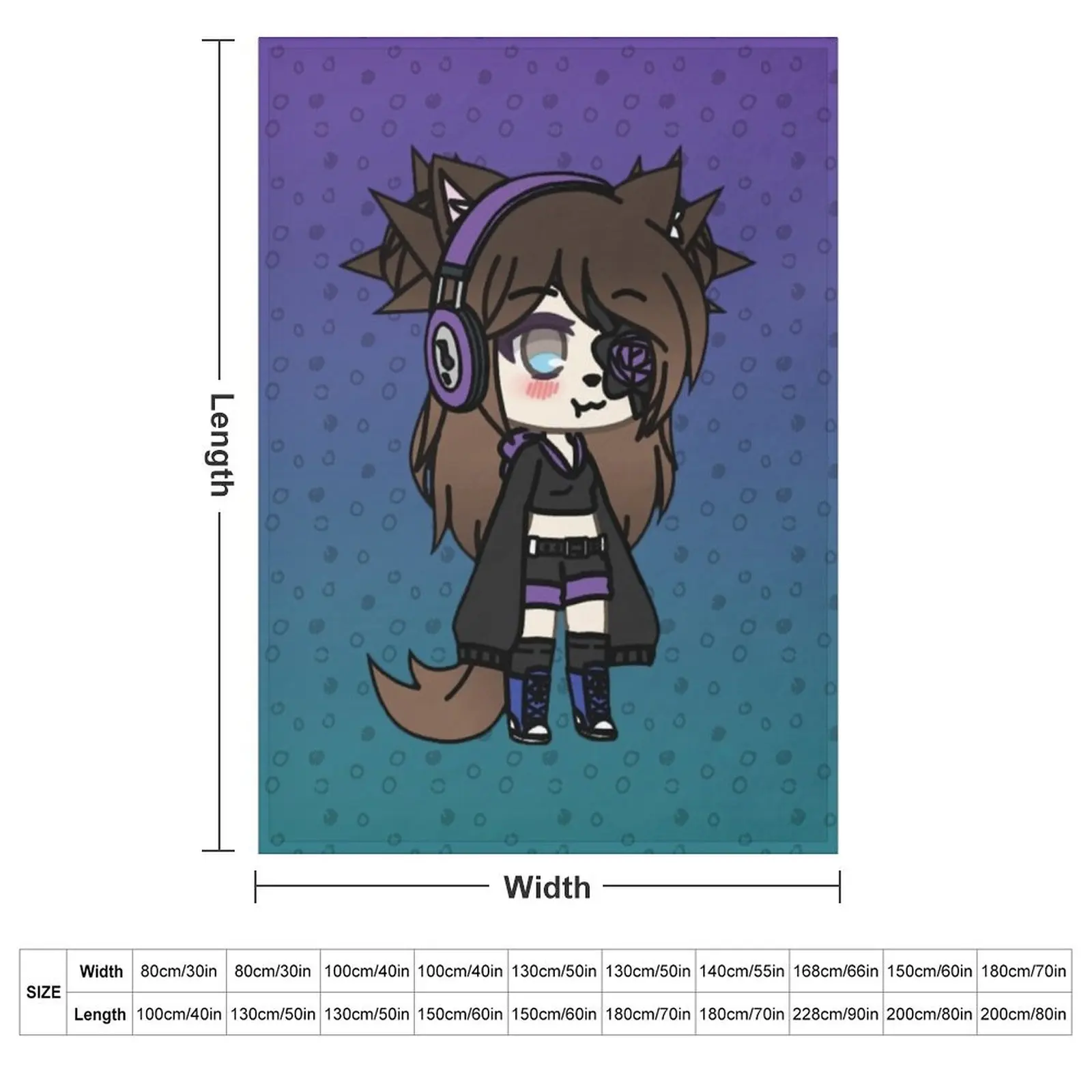 Gacha Life Series - Karin the strange goth girl with the eye patch Throw Blanket