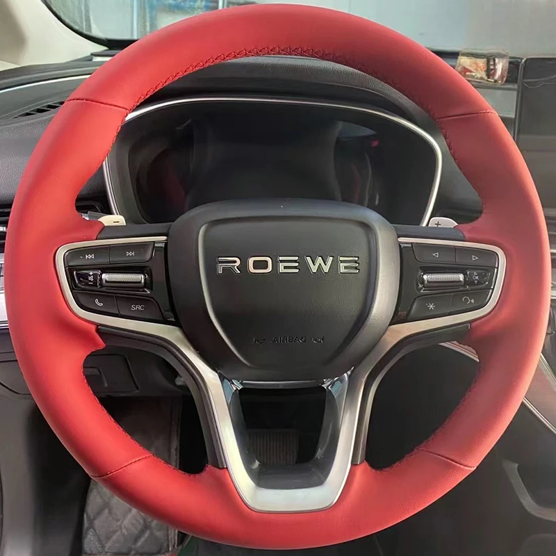 

Для Roewe i5 RX5 i6 MAX RX5 MAX iMAX8 RX3 сшитый вручную высококачественный красный чехол на руль из натуральной кожи
