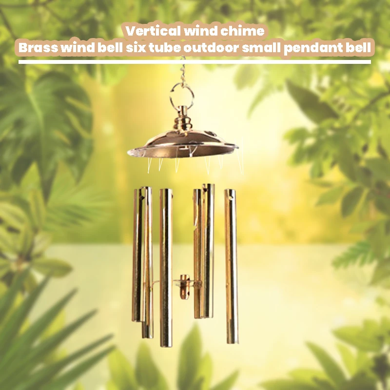 

Brass Six Pipe Wind Chimes Pendant Delicate Home Pendant Props For Wall Door Window Decor