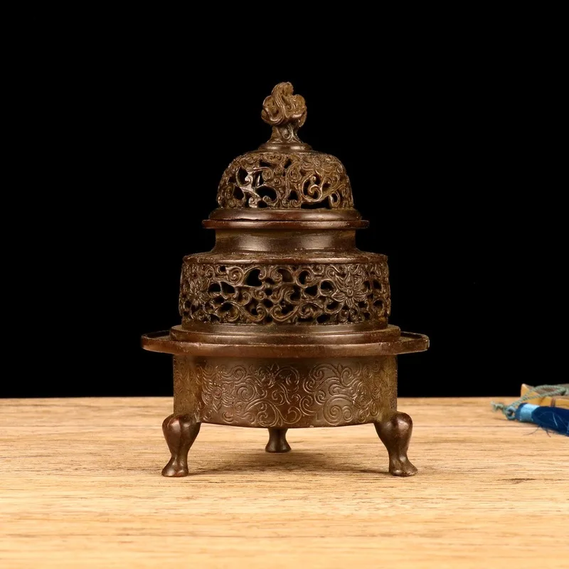 Wholesale antique-style bronze three-section imperial incense burner, a decorative piece for home or living room, made of alloy