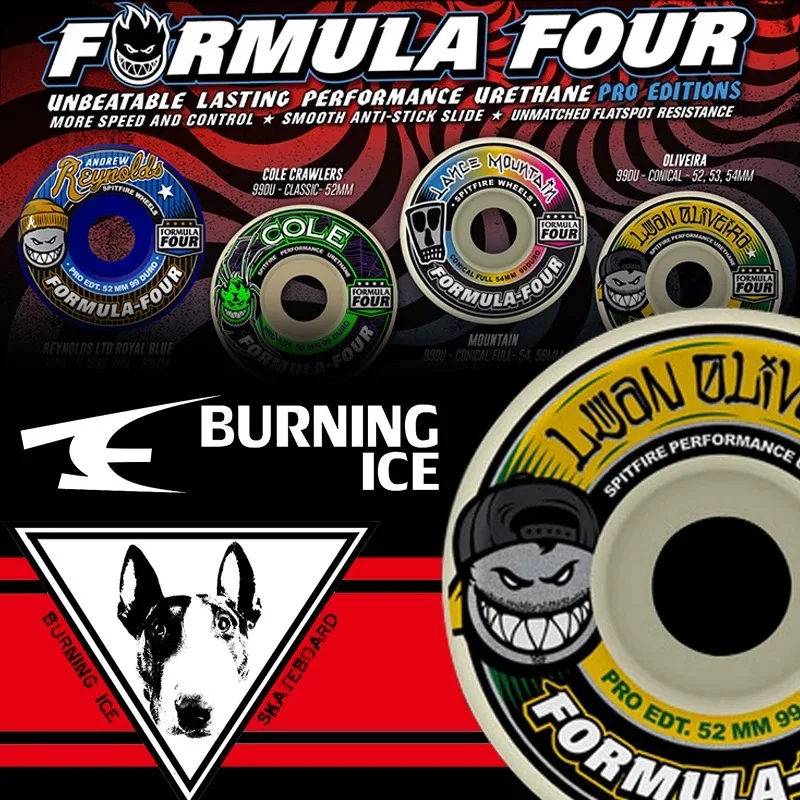 

Колеса Spitfire, оригинальные импортные колеса Spitfire 52 мм 101duro, 53 мм, 54 мм, 56 мм 99duro, 80HD для скейтборда.