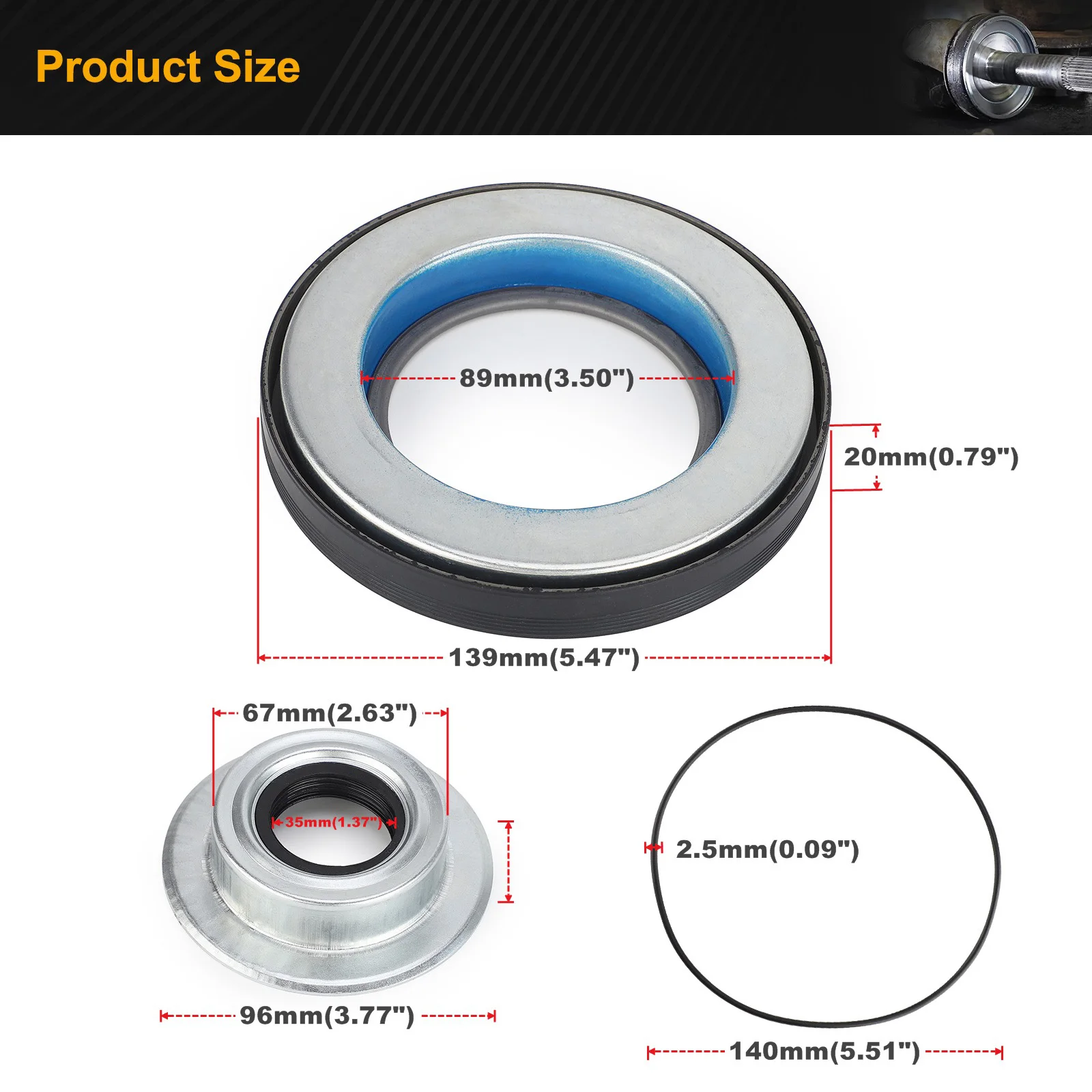 Front Axle Vaccum KnuckIe Seals & Hub O-Ring & Dust Seals Kit  For Ford F250 F350 F450 F550 Dana Super 60 Compatible (2005-2019)