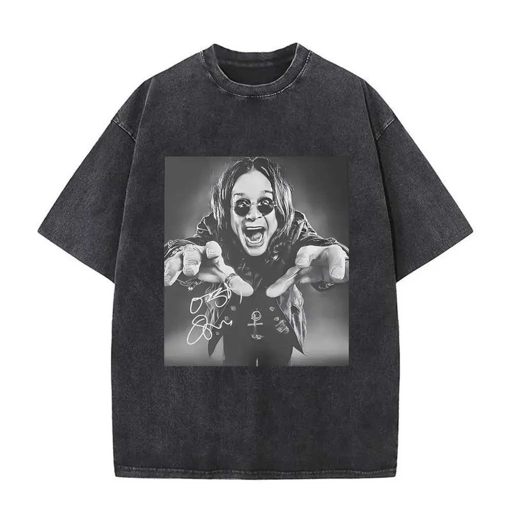 

Washed Vintage Black Sabbath Ozzy Osbourne Graphic T-shirts Men Women Retro Heavy Metal Rock T Shirts Male Oversized Streetwear