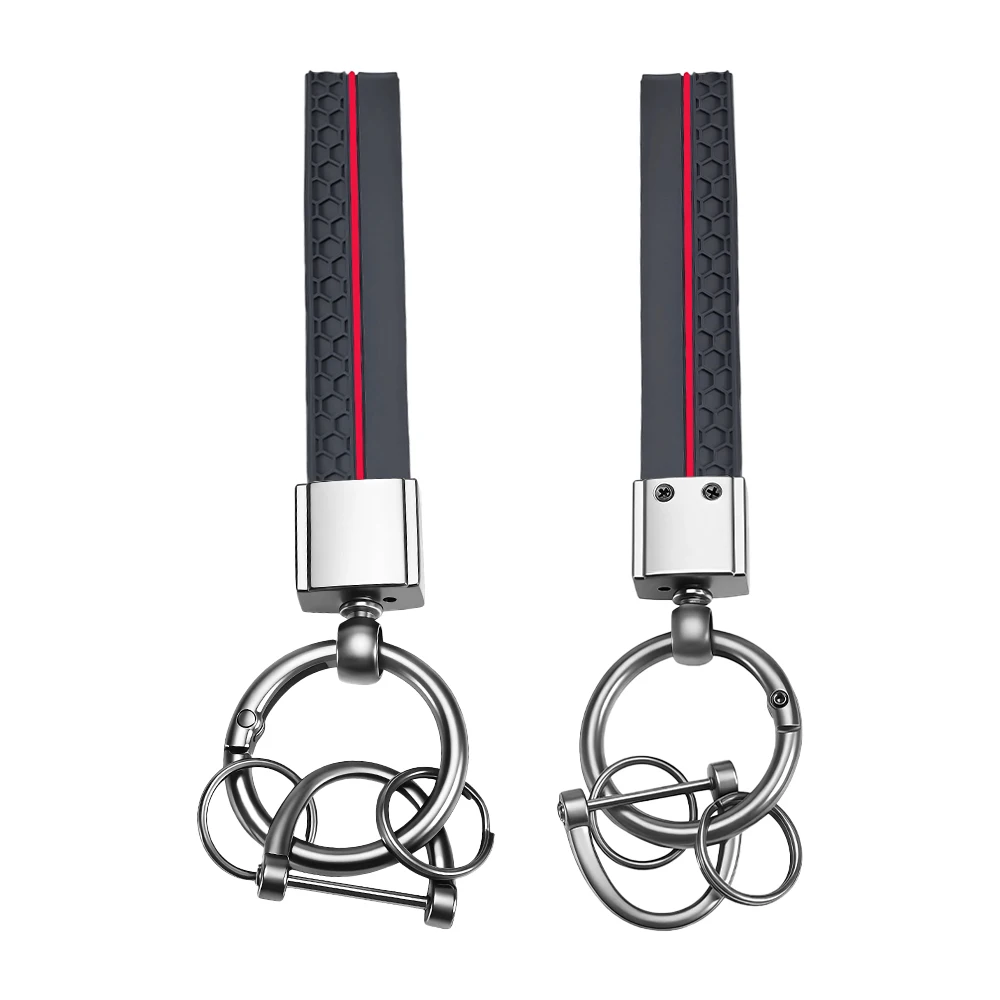 Premium Silicone Car Keychain Fob Strap for Men and Women Durable Non Slip Hexagonal Texture Auto Key Anti Lost Key Ring Holder