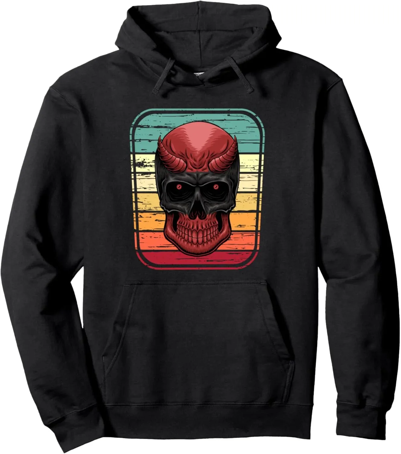 

Осенне-зимняя винтажная толстовка с капюшоном в стиле ретро Devil Skull, готическая хлопковая толстовка, стильный рок - N - Roll