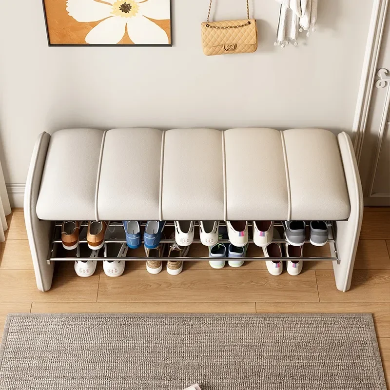 مقعد تغيير الأحذية، خزانة أحذية جالسة، مقعد تغيير الأحذية في باب المنزل، مقعد أريكة طويل فاخر خفيف، مقعد نهاية السرير