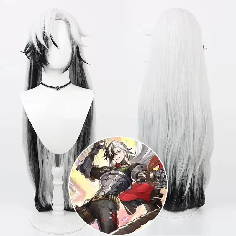 

Honkai Star Rail Boothill Cosplay Wig 80cm Long White Black Heat Resistant Synthetic Hair Halloween Party Role Play + Wig Cap